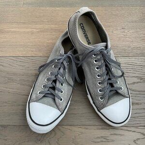 Converse All Star Casual Lo Cut Lace Up Textile Sneakers Grey + White Sz 8.5M